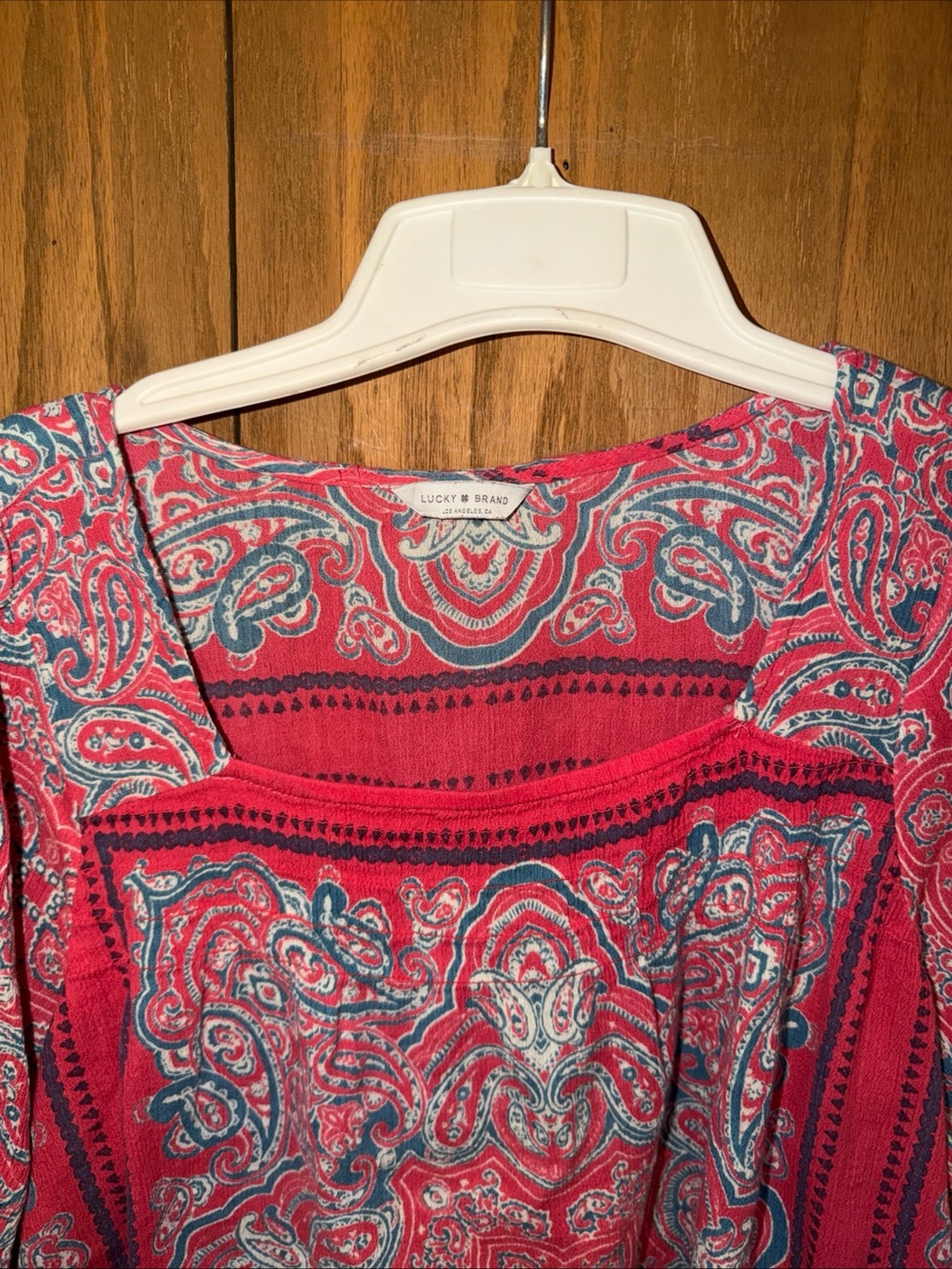 Lucky Brand Coral Paisley Scoop-Neck Top